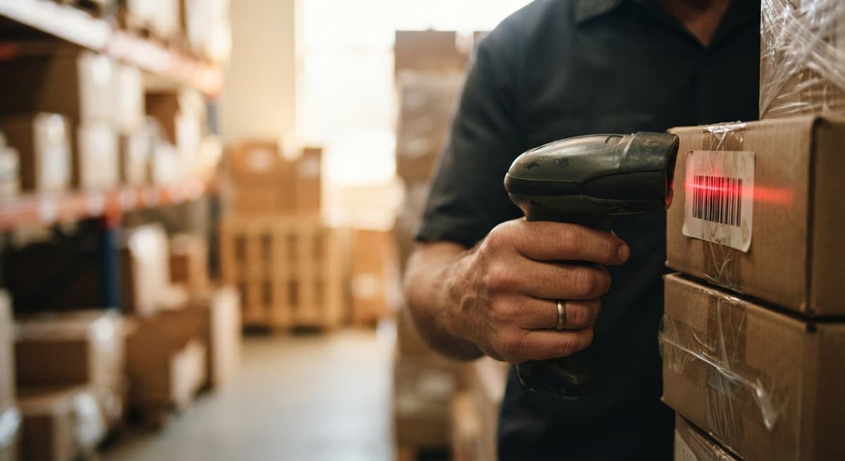 Close detail from the work inventory system for small business supports