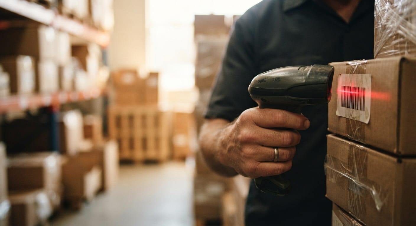 Close detail from the work inventory system for small business supports
