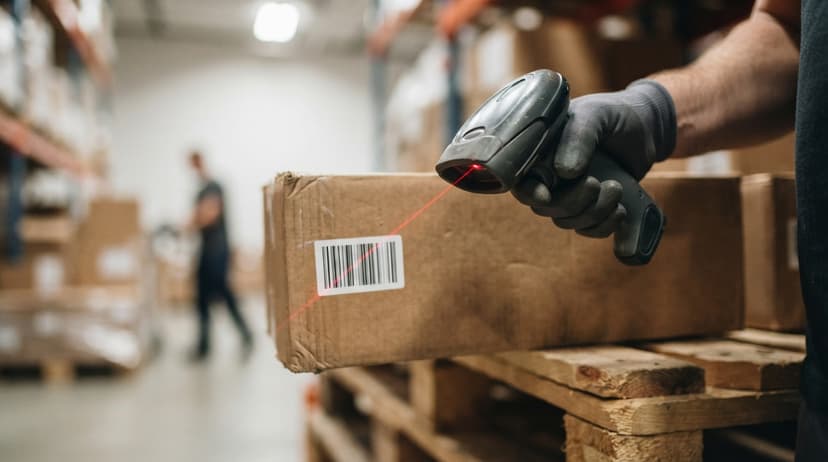 Close detail from the work inventory tracking barcode supports