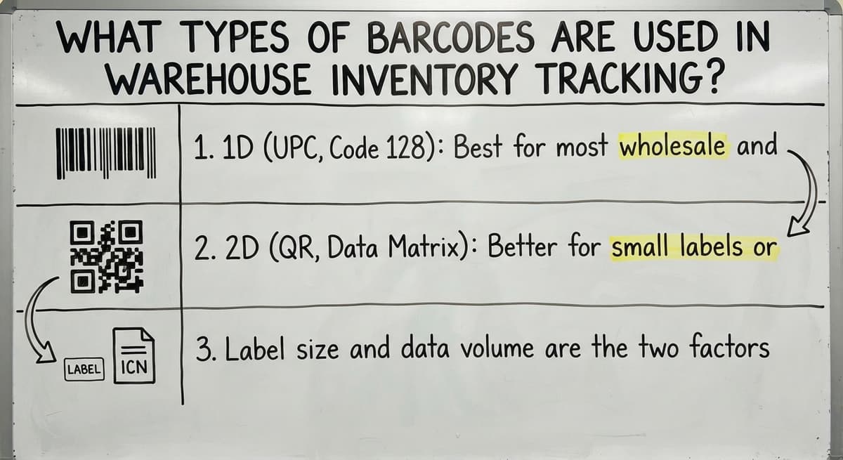 What Types of Barcodes Are Used in Warehouse Inventory Tracking?, drawn out