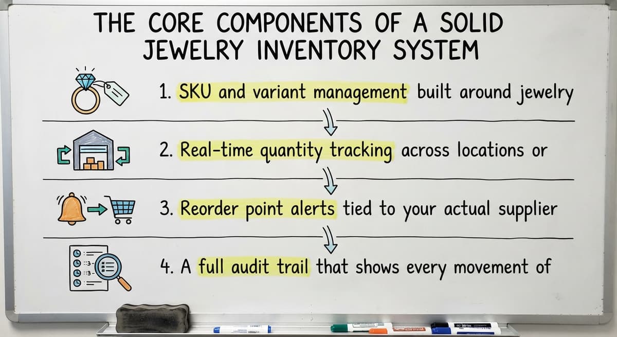 The Core Components of a Solid Jewelry Inventory System, drawn out