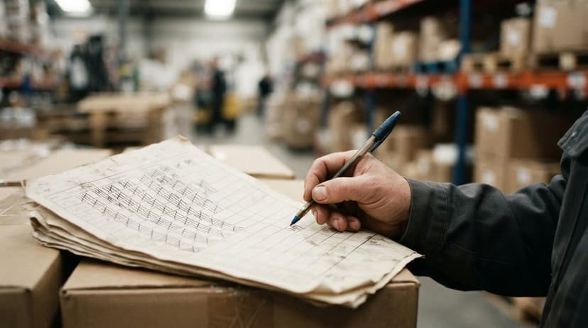 Close detail from the work manual inventory management supports