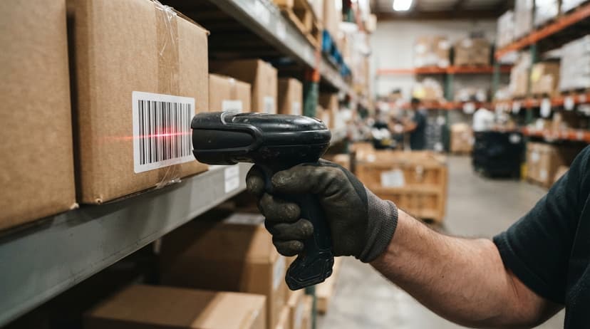 Close detail from the work manufacturing inventory management supports