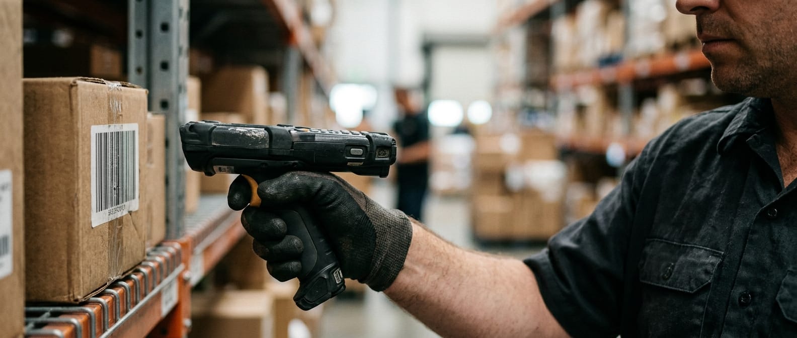 Close detail from the work online warehouse management software supports