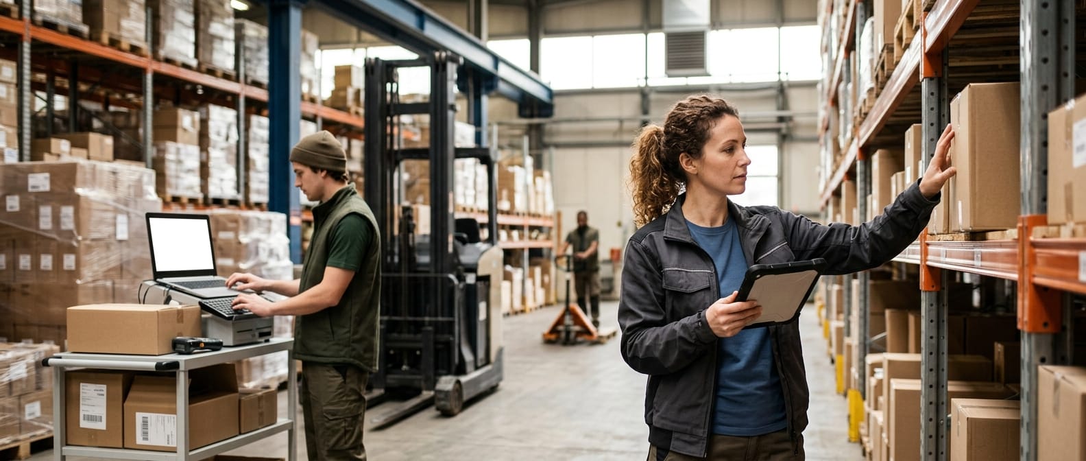 The team who would use online warehouse management software, mid-task