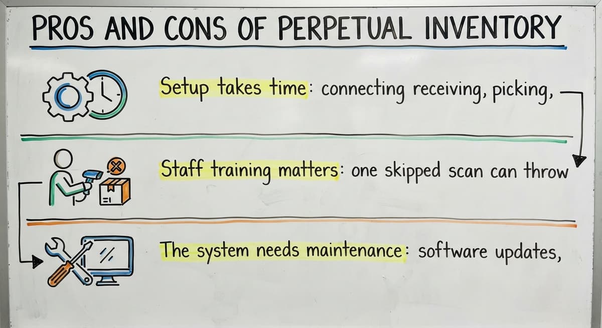 Pros and Cons of Perpetual Inventory, drawn out