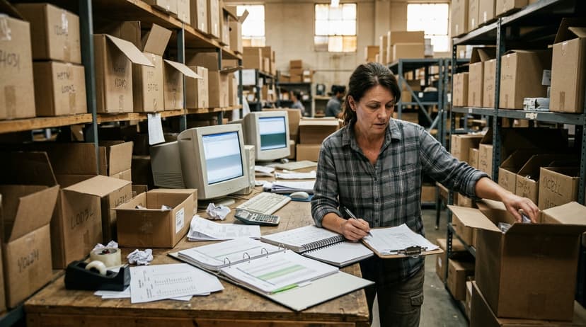 The manual process pick and pack in warehouse replaces