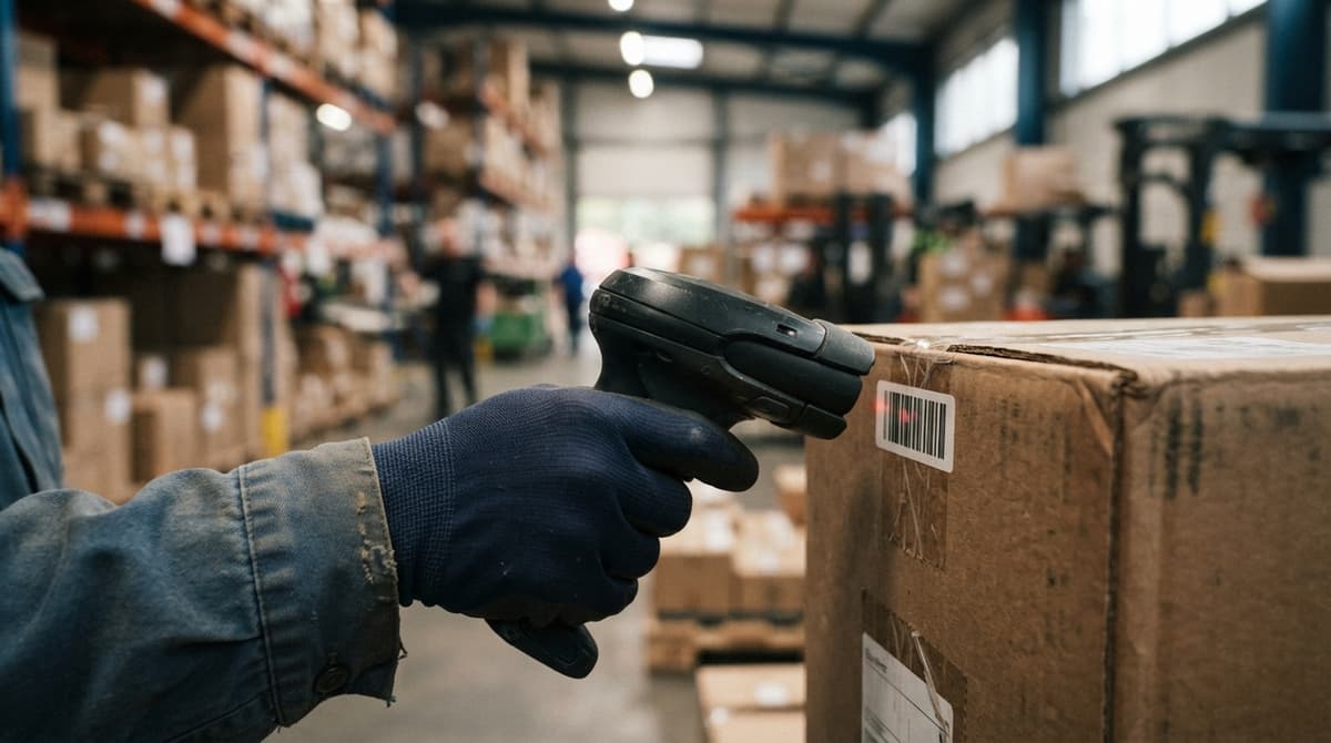 Close detail from the work procedure for stock control supports