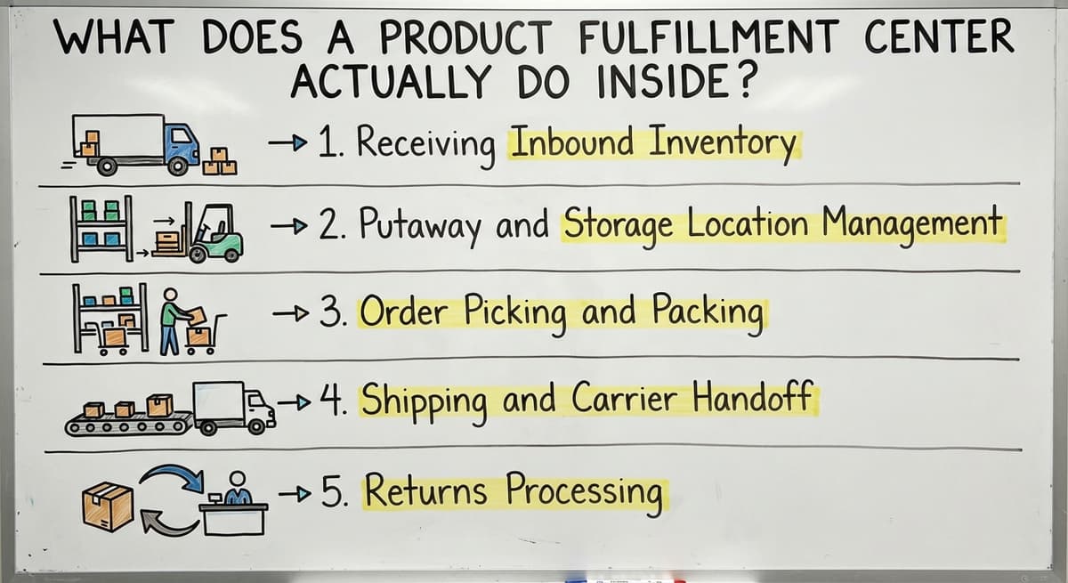 What Does a Product Fulfillment Center Actually Do Inside?, drawn out