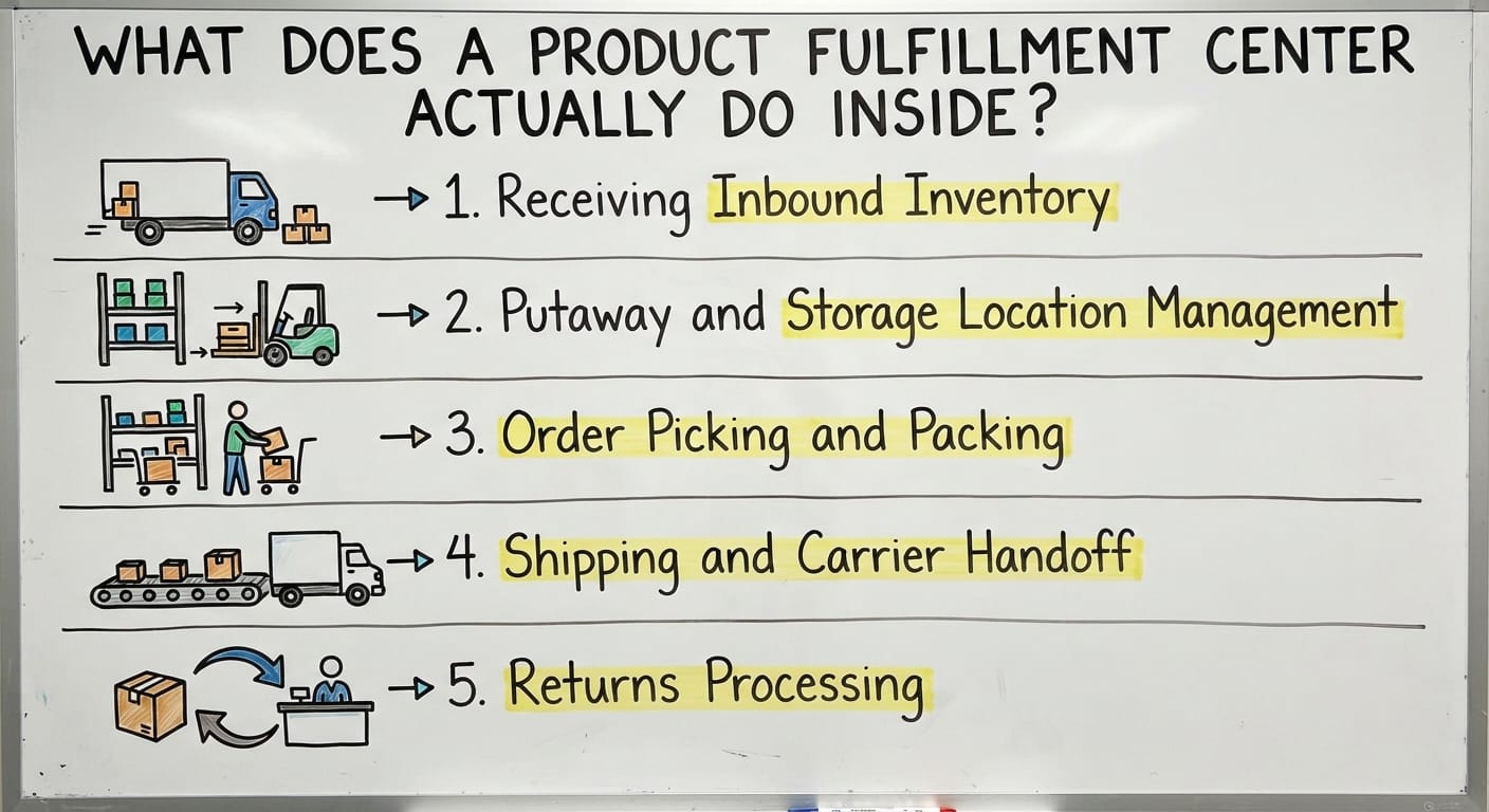 What Does a Product Fulfillment Center Actually Do Inside?, drawn out