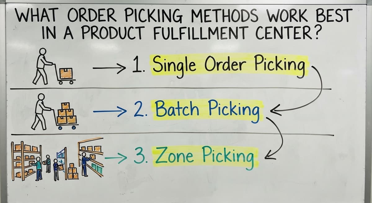 What Order Picking Methods Work Best in a Product Fulfillment Center?, drawn out