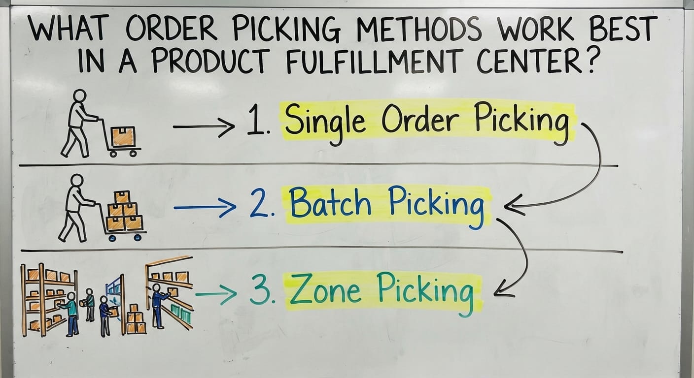 What Order Picking Methods Work Best in a Product Fulfillment Center?, drawn out