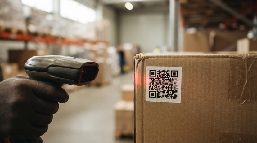 Close detail from the work qr code for inventory management supports