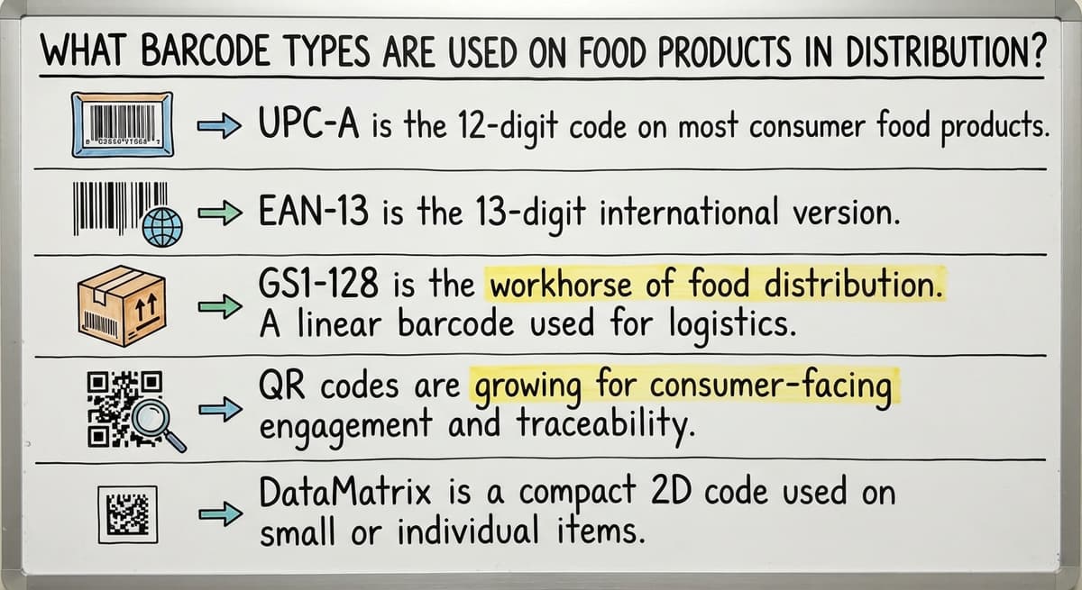 What Barcode Types Are Used on Food Products in Distribution?, drawn out