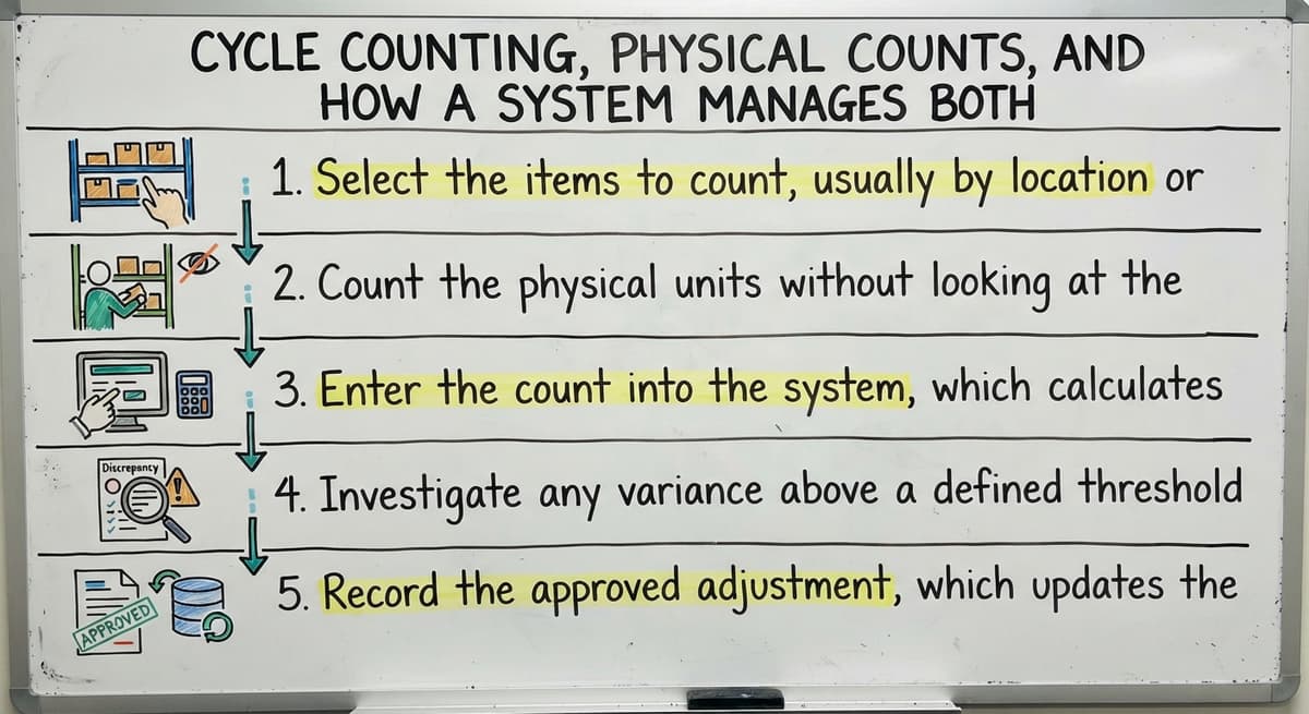Cycle Counting, Physical Counts, and How a System Manages Both, drawn out
