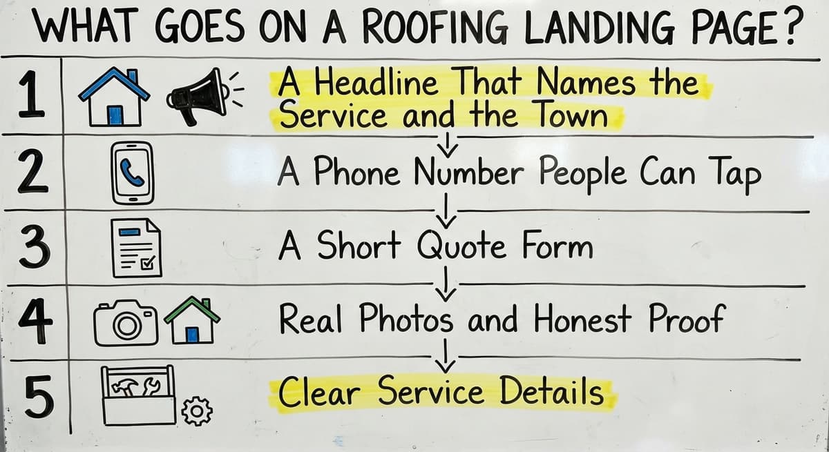 What Goes on a Roofing Landing Page?, drawn out