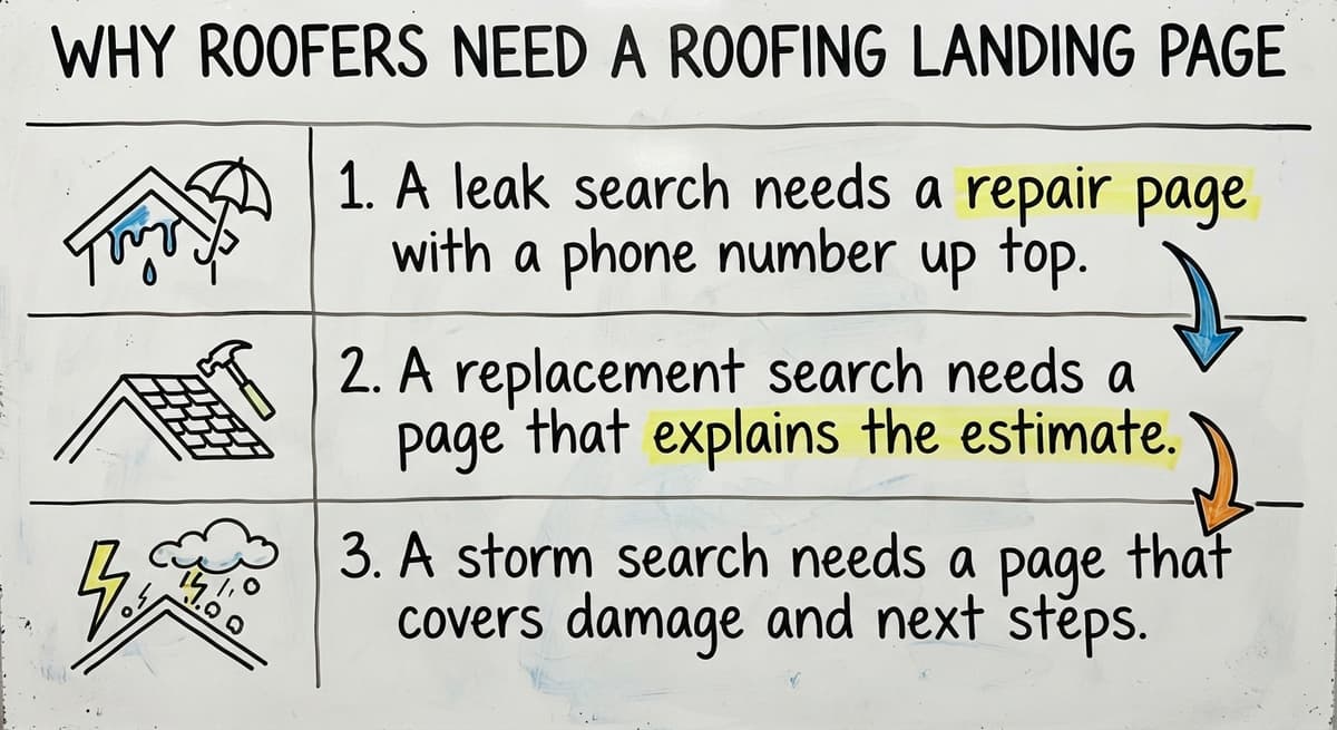 Why Roofers Need a Roofing Landing Page, drawn out