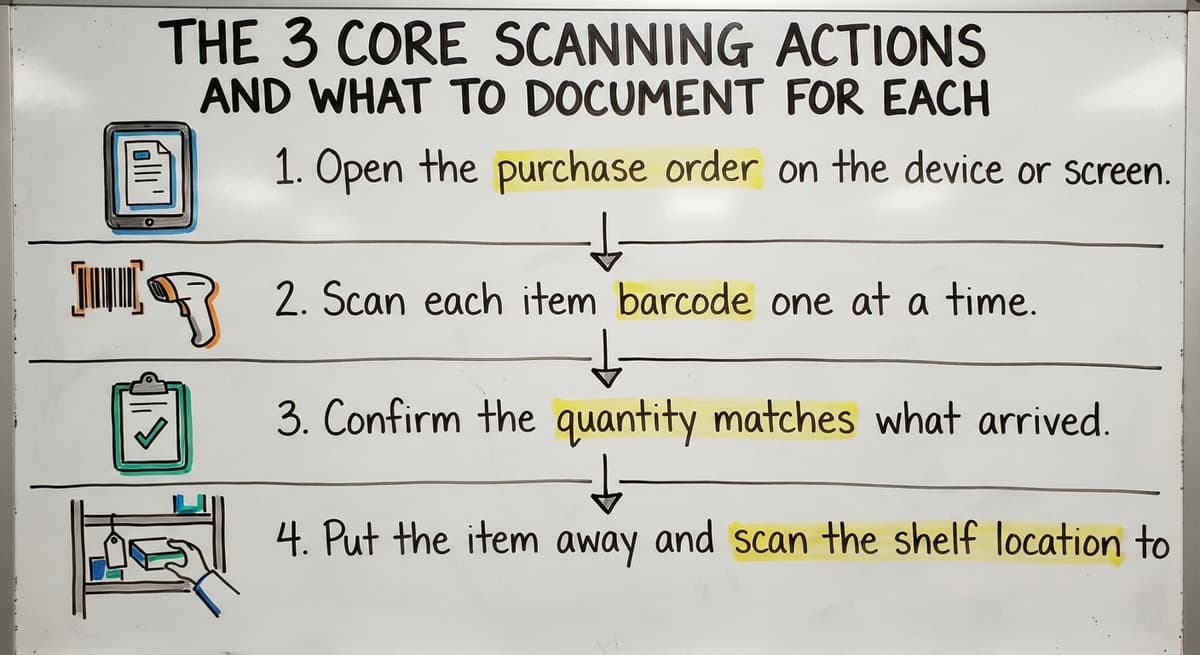 The 3 Core Scanning Actions and What to Document for Each, drawn out