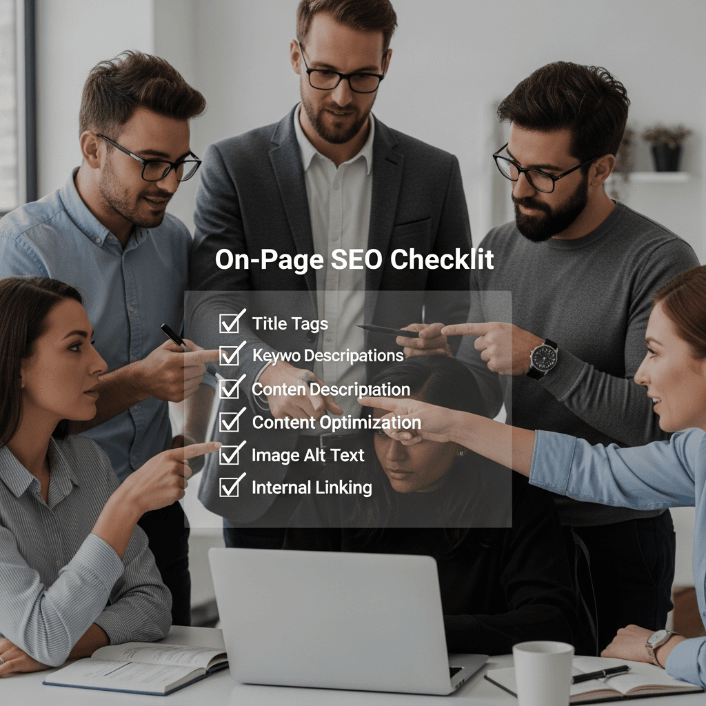 Illustration showing on page seo check list