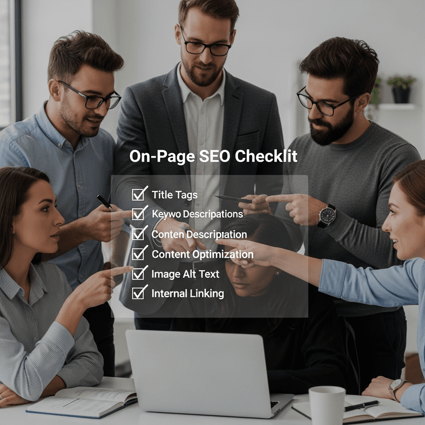 Illustration showing on page seo check list