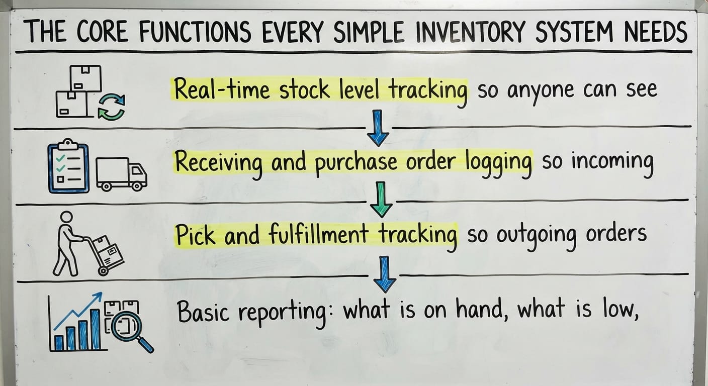 The Core Functions Every Simple Inventory System Needs, drawn out