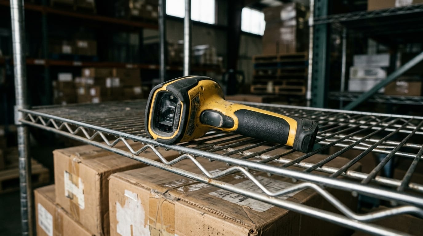 Close detail from the work simple warehouse management system supports