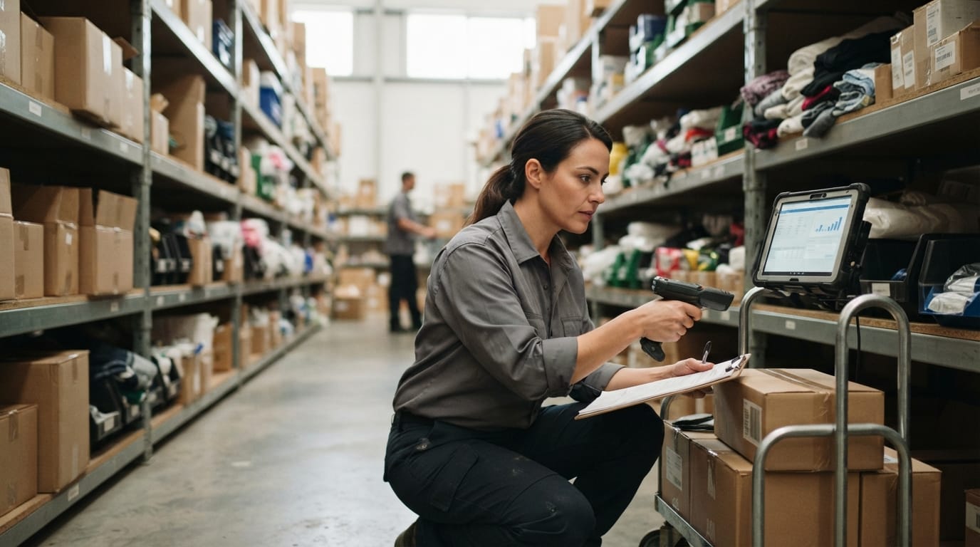 The team who would use small business inventory management, mid-task