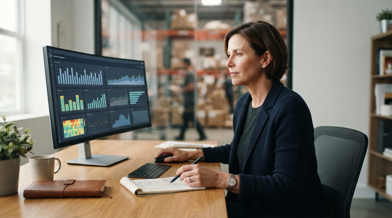 Reviewing the figures small business inventory management system produces