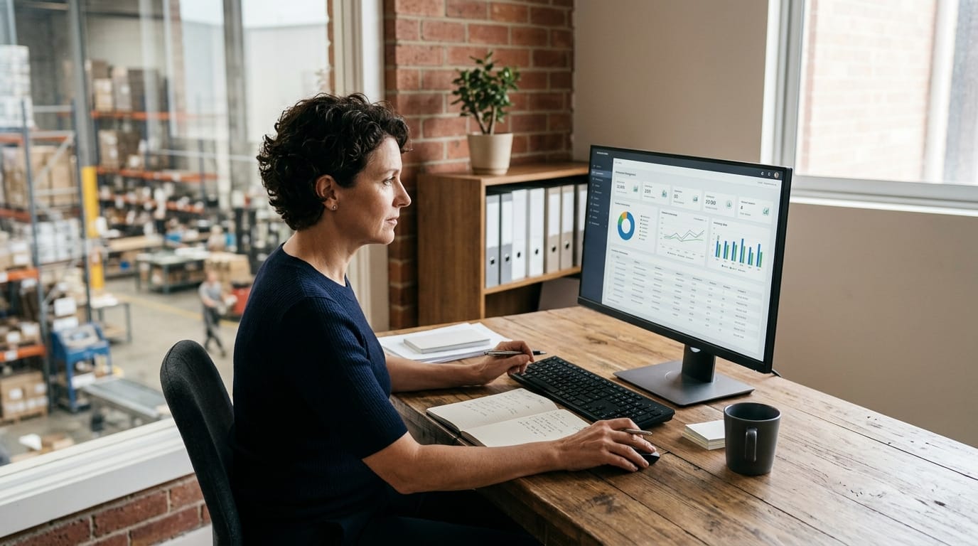 Reviewing the figures small business warehouse management system produces
