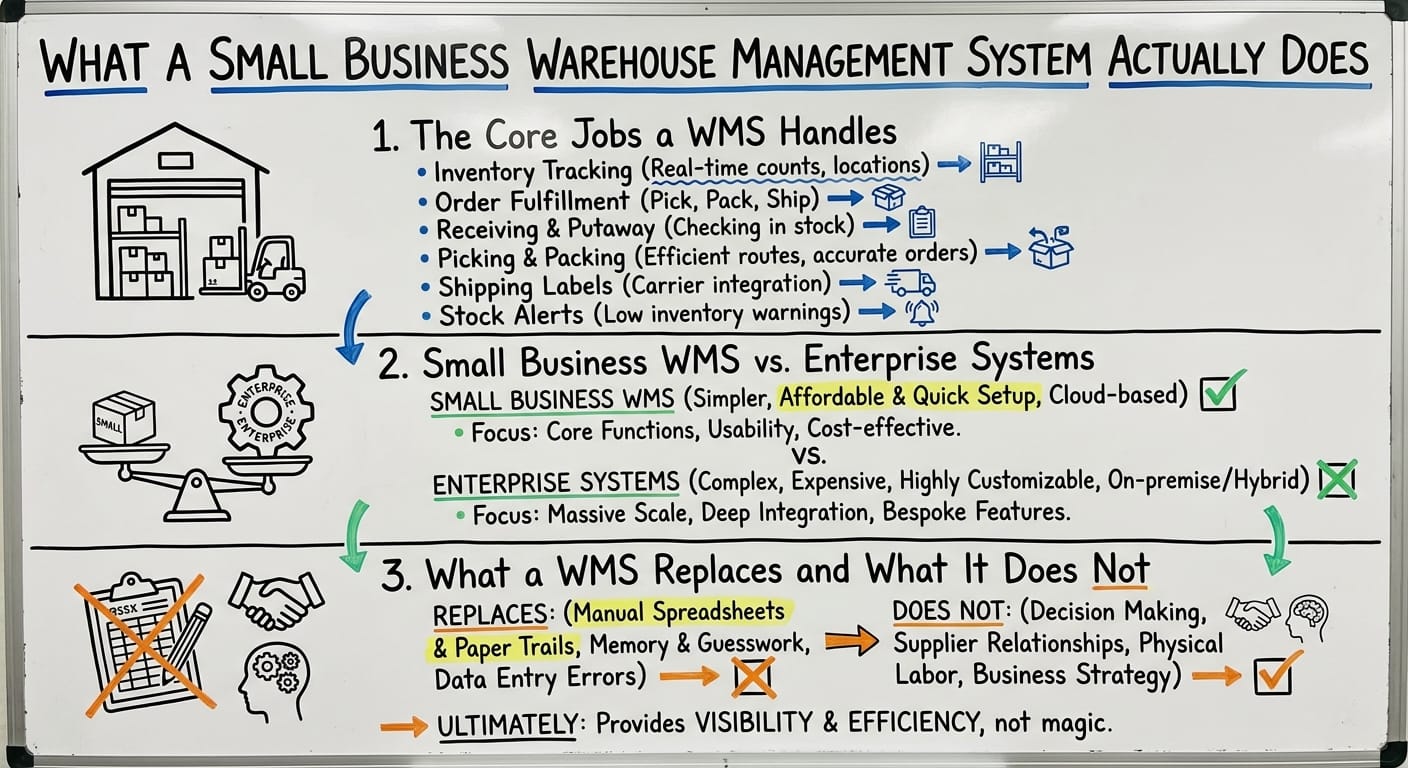 What a Small Business Warehouse Management System Actually Does, drawn out