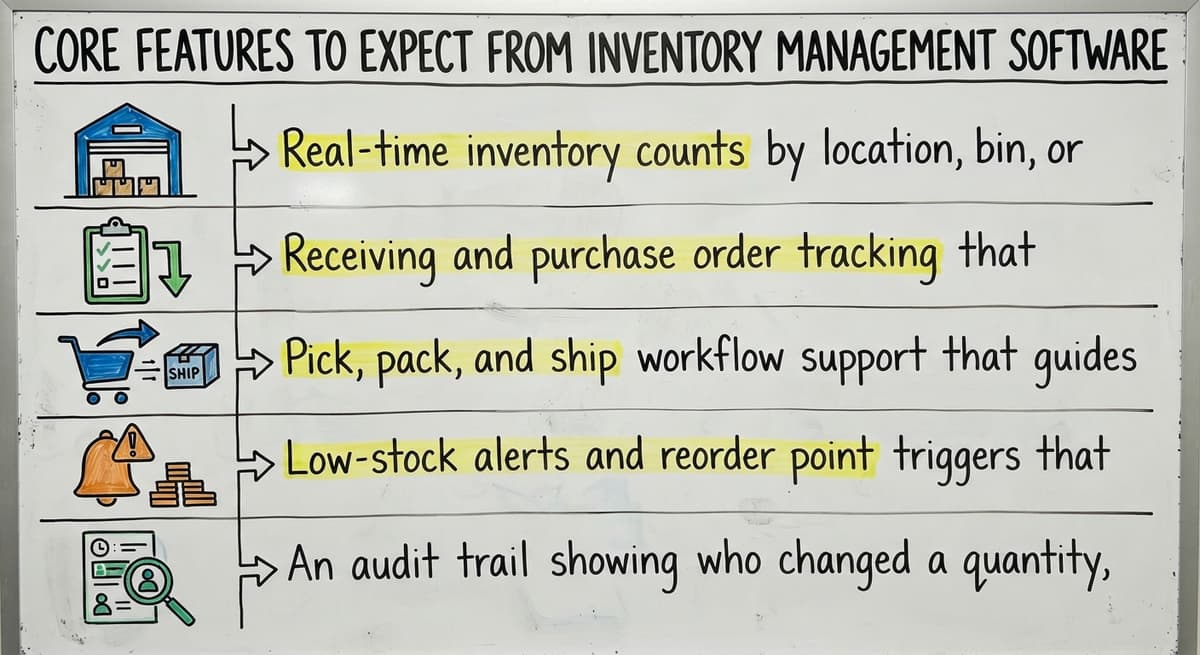 Core Features to Expect from Inventory Management Software, drawn out