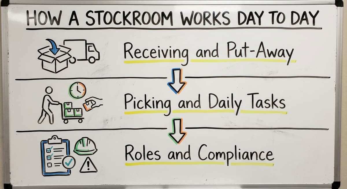 How a Stockroom Works Day to Day, drawn out