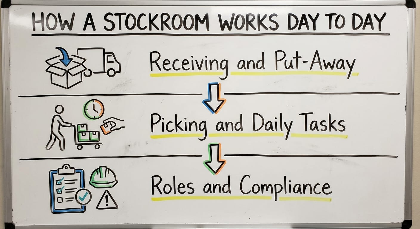 How a Stockroom Works Day to Day, drawn out