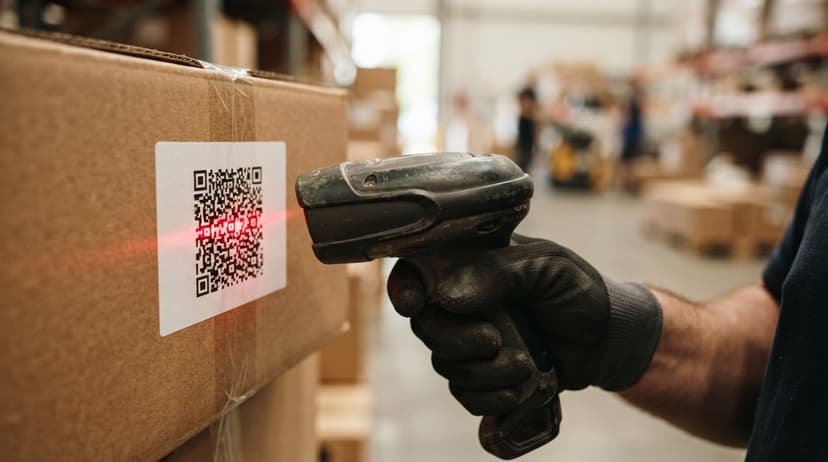 Close detail from the work system id barcode solutions supports