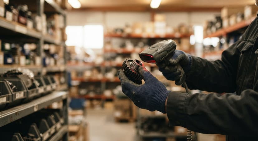 Close detail from the work types of inventory control supports