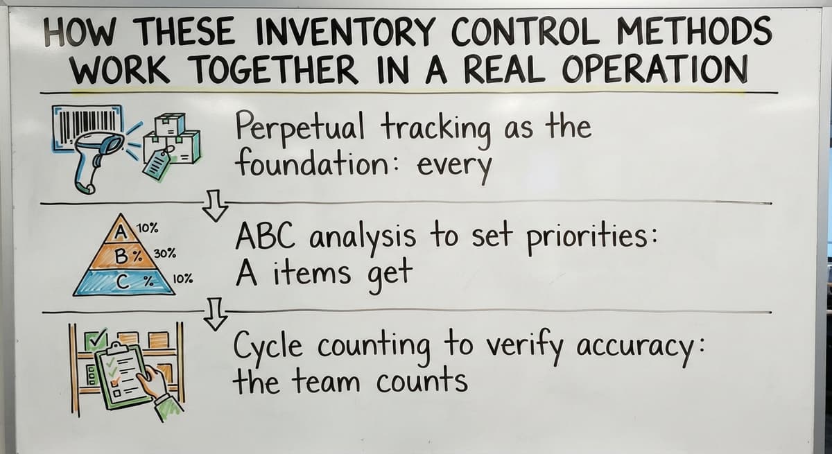 How These Inventory Control Methods Work Together in a Real Operation, drawn out