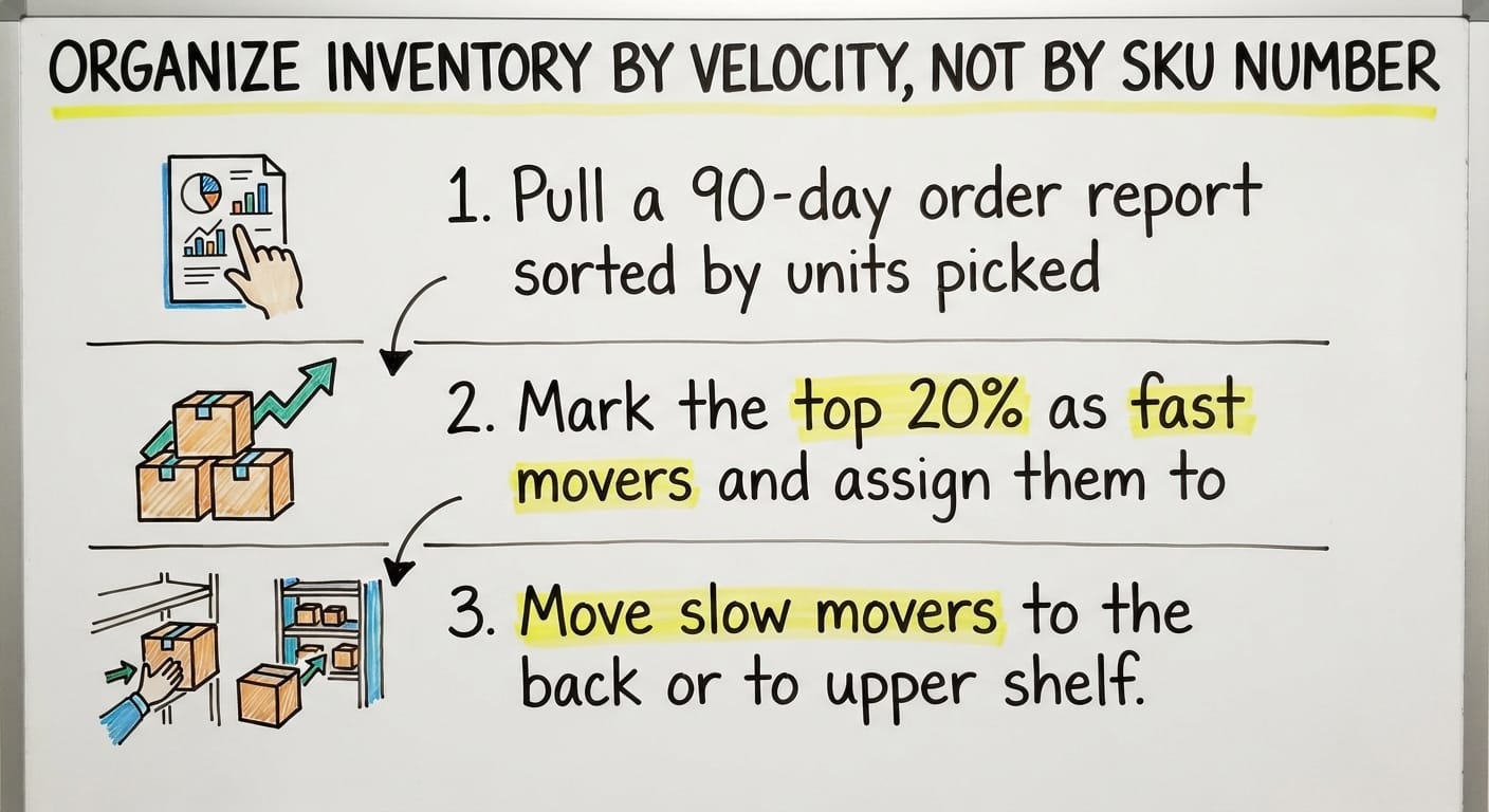 Organize Inventory by Velocity, Not by SKU Number, drawn out