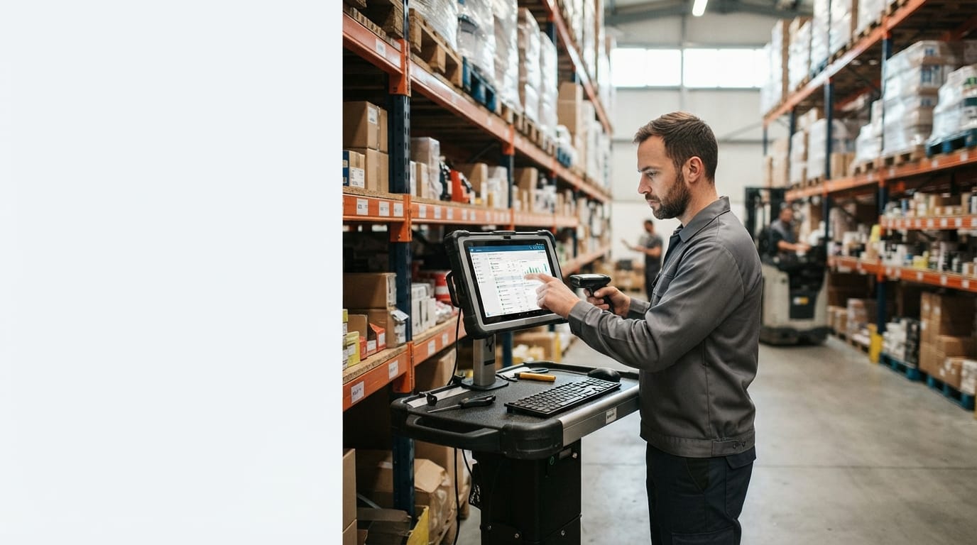 The team who would use warehouse inventory software programs, mid-task
