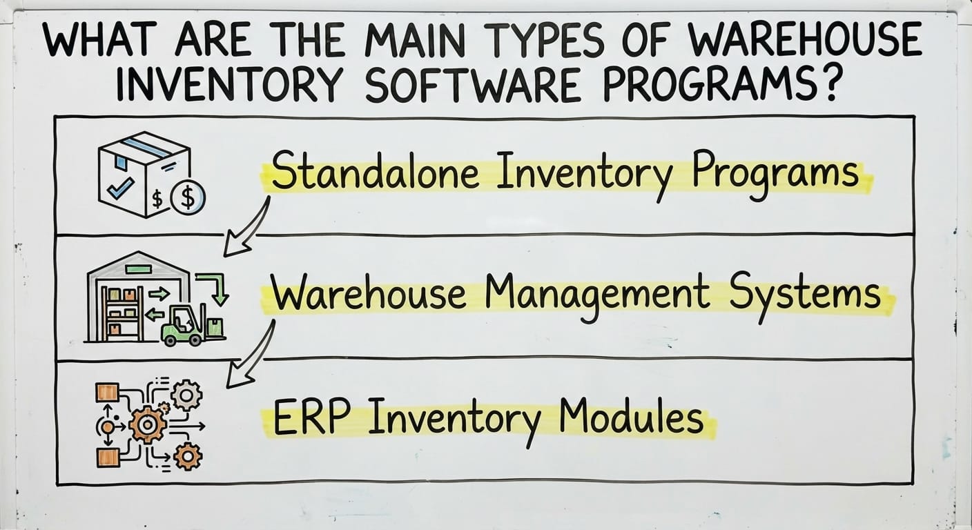 What Are the Main Types of Warehouse Inventory Software Programs?, drawn out