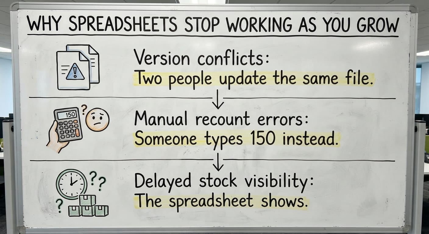 Why Spreadsheets Stop Working as You Grow, drawn out