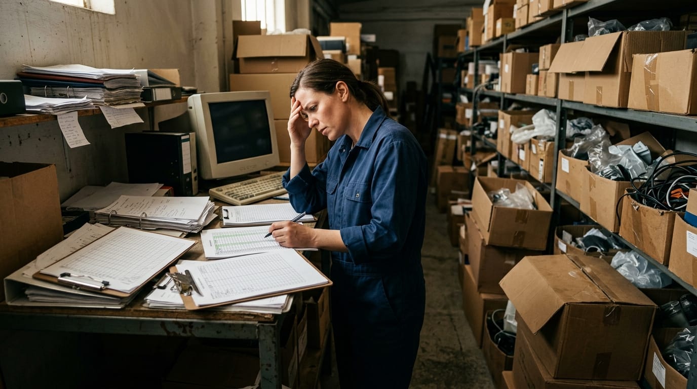 The manual process warehouse inventory replaces