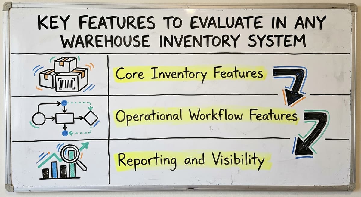 Key Features to Evaluate in Any Warehouse Inventory System, drawn out