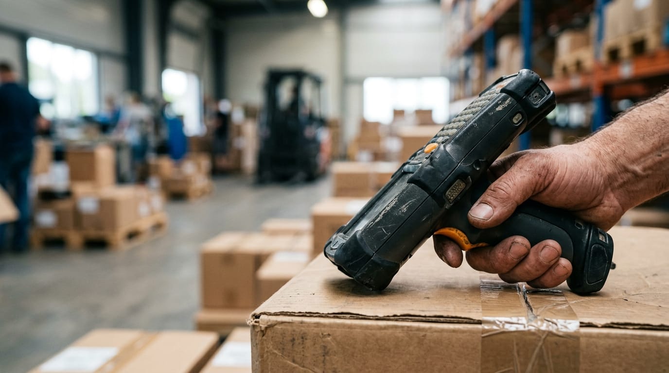 Close detail from the work warehouse management costs supports