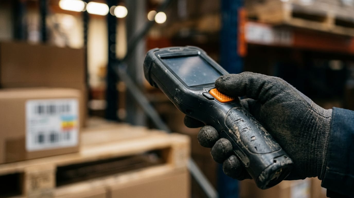 Close detail from the work warehouse management functions supports