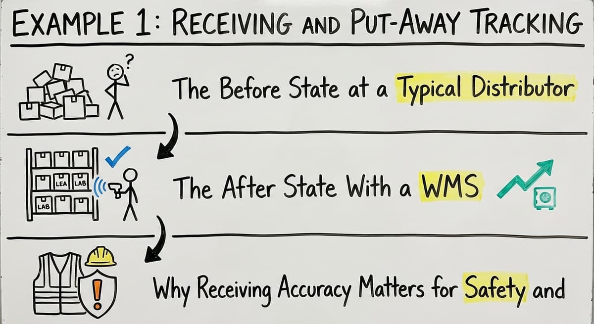 Example 1: Receiving and Put-Away Tracking, drawn out