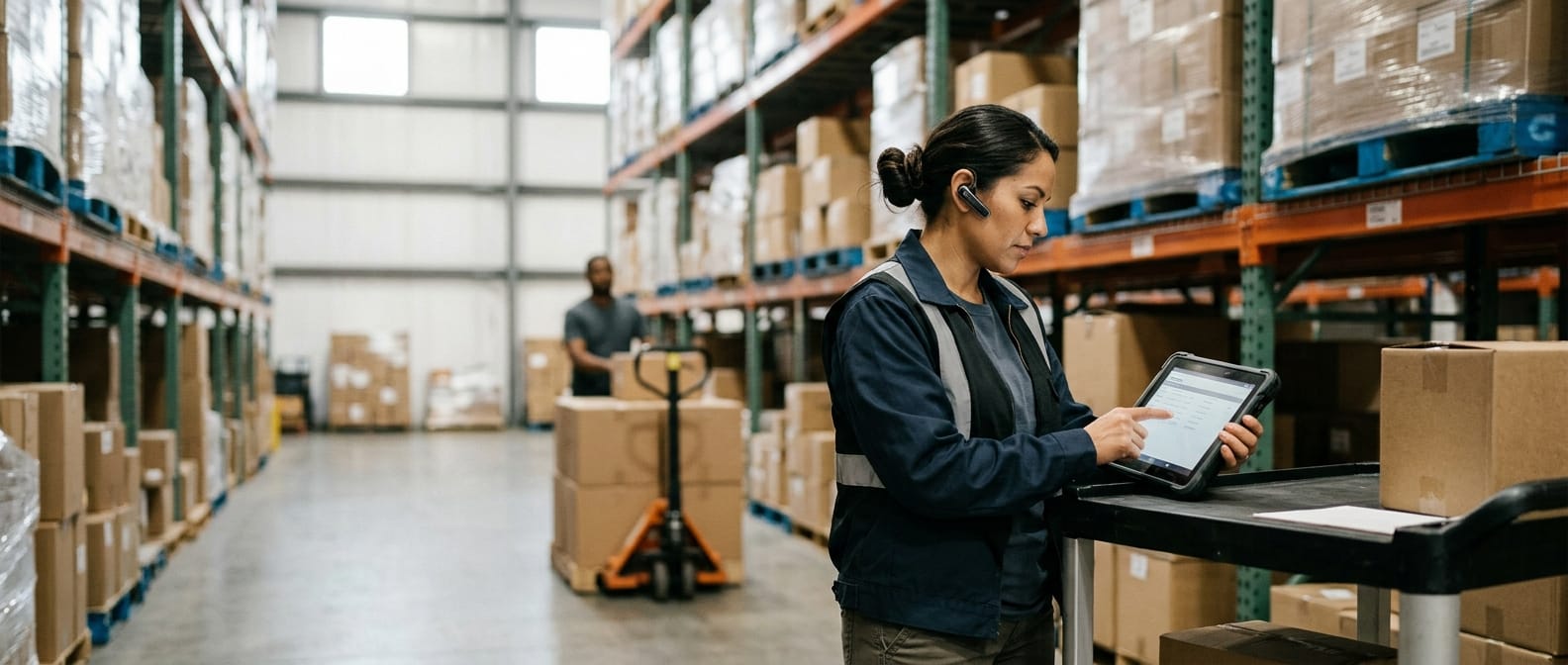The team who would use warehouse management system examples, mid-task