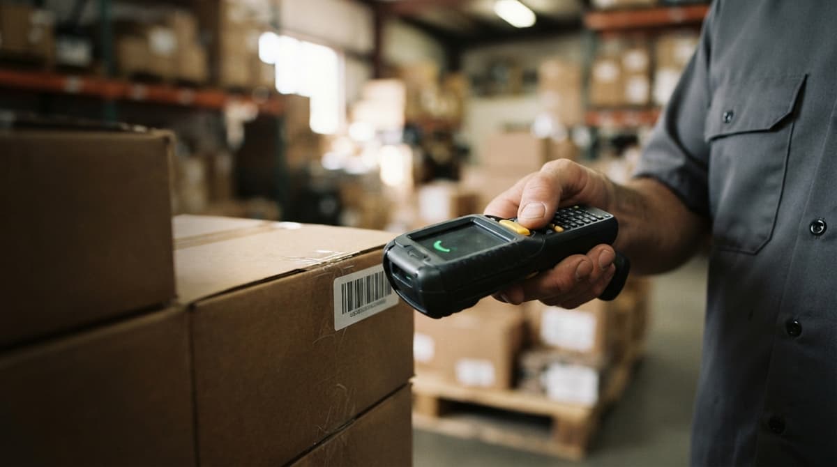 Close detail from the work warehouse management system for small business supports