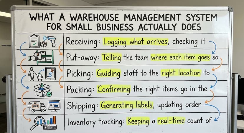 What a Warehouse Management System for Small Business Actually Does, drawn out