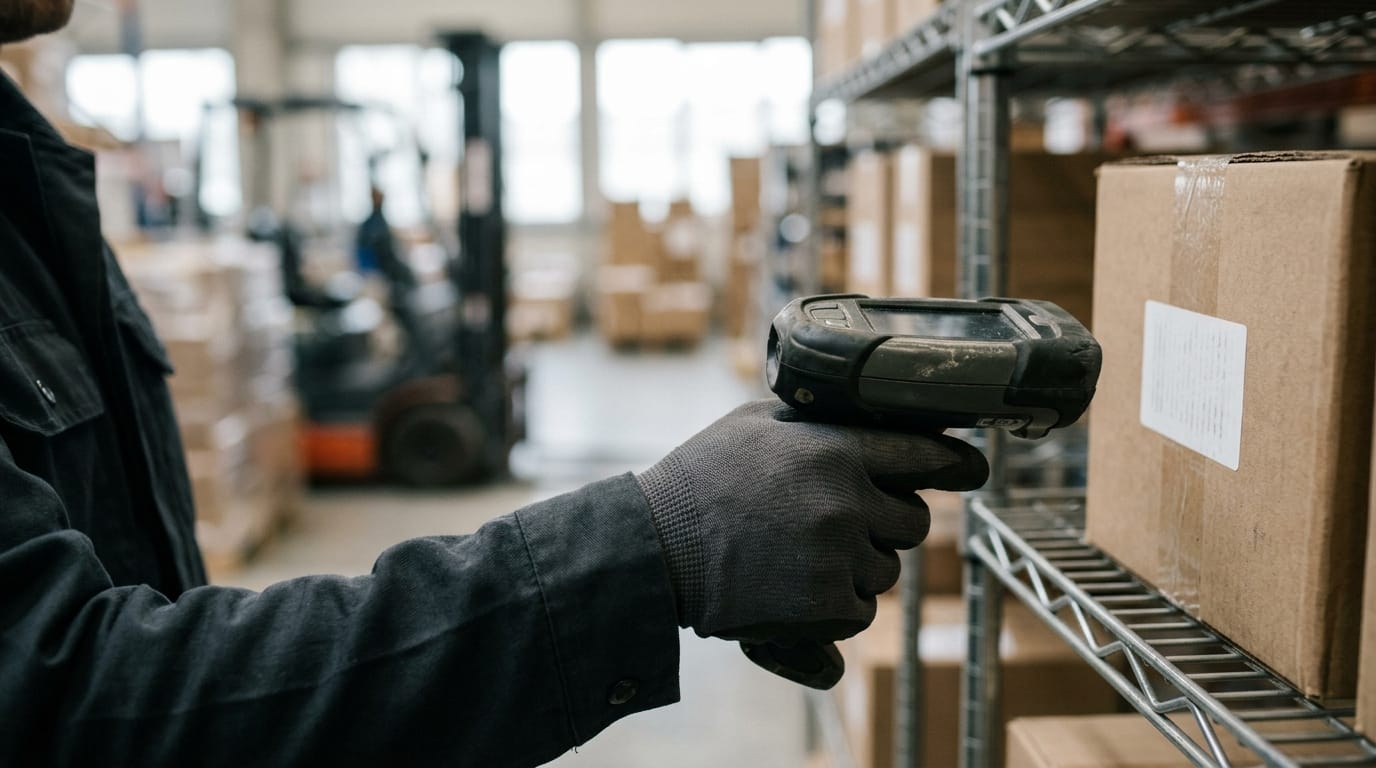 Close detail from the work warehouse management system implementation supports