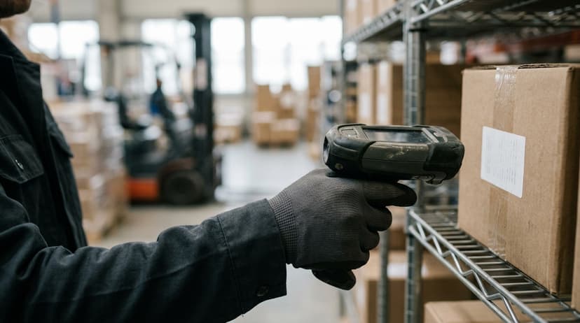 Close detail from the work warehouse management system implementation supports